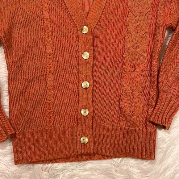 Staud Blake Oversized Cable Knit Cardigan in Orange - Picture 10 of 11
